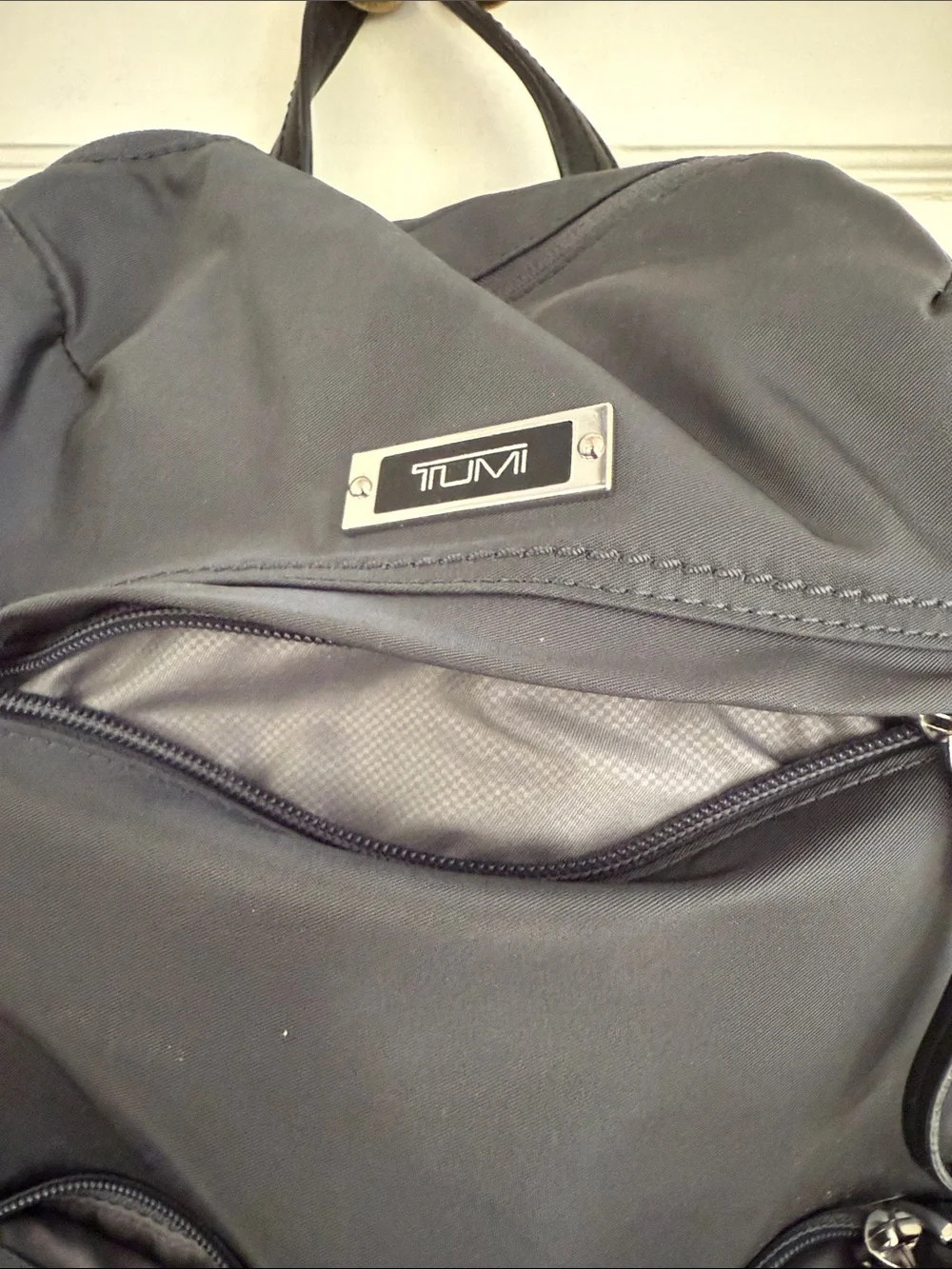 Tumi Gray Nylon Laptop Backpack with Front Pocket